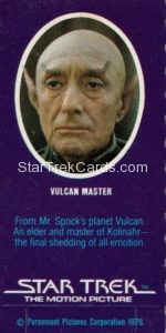 Star Trek The Motion Picture Weetabix Trading Card Vulcan Master Back