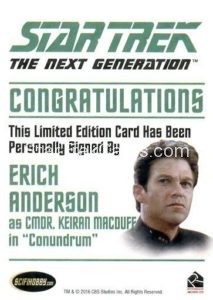 Star Trek The Next Generation Portfolio Prints Series Two Autograph Erich Anderson Back