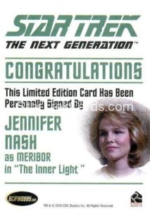 Star Trek The Next Generation Portfolio Prints Series Two Autograph Jennifer Nash Back