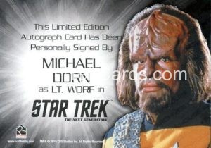 Star Trek The Next Generation Portfolio Prints Series Two Autograph Michael Dorn Back