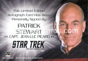 Star Trek The Next Generation Portfolio Prints Series Two Autograph Patrick Stewart Back