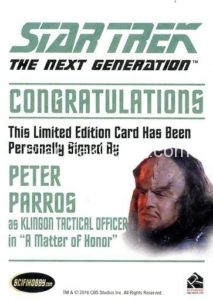 Star Trek The Next Generation Portfolio Prints Series Two Autograph Peter Parros Back
