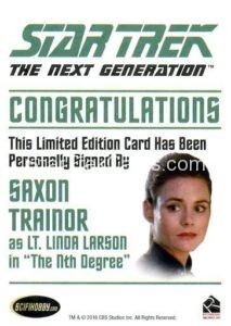 Star Trek The Next Generation Portfolio Prints Series Two Autograph Saxon Trainor Back