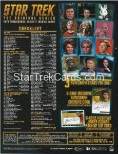 Star Trek The Original Series 40th Anniversary Series Two Trading Card Sell Sheet Back