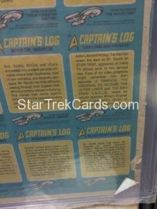 Star Trek Topps 1976 Uncut Trading Card Sheet Back