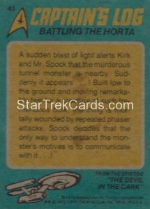 Star Trek Topps O Pee Chee Trading Card 43 Back