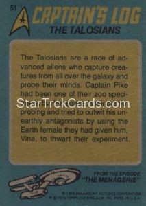 Star Trek Topps O Pee Chee Trading Card 51 Back