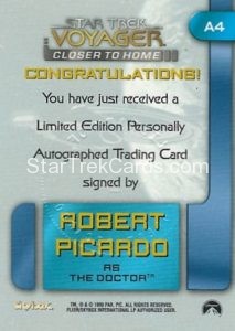 Star Trek Voyager Closer To Home Trading Card A4 Back