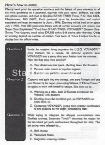 Star Trek Voyager Season One Series Two Trading Card Trivia Front