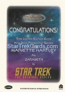 The Women of Star Trek Trading Card Autograph Mariette Hartley Back