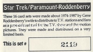 Star Trek Gene Roddenberry Promotional Set 2119 Trading Card 1