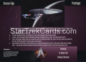 Star Trek The Next Generation Season Four Trading Card Promo Sheet Back