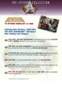 Star Trek The Next Generation Season Four Trading Card Sell Sheet Front