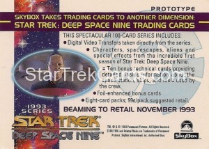 Star Trek Deep Space Nine Trading Card Commander Benjamin Sisko Prototype Back