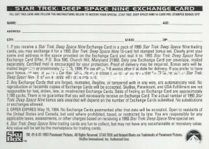 Star Trek Deep Space Nine Trading Card Exchange Card Back