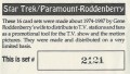 Star Trek Gene Roddenberry Promotional Set 2121 Trading Card 1