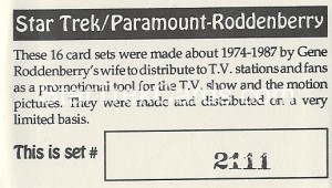 Star Trek Gene Roddenberry Promotional Set 2111 Card 1