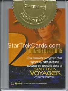 The Quotable Star Trek Voyager Trading Card Kate Mulgrew Autograph Costume Back