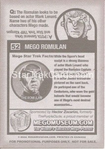 Mego Museum Card 52 Back