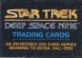 Star Trek Deep Space Nine Series Premiere Promo Card