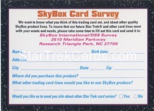 Star Trek Deep Space Nine Series Premiere Survey Card