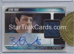 Star Trek Movies Collectors Set Zachary Quinto Autograph Front