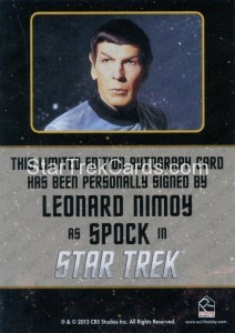 Star Trek The Original Series Portfolio Prints Autograph Leonard Nimoy Back