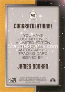 Star Trek The Original Series Season One Autograph A2 James Doohan Blue Ink Back