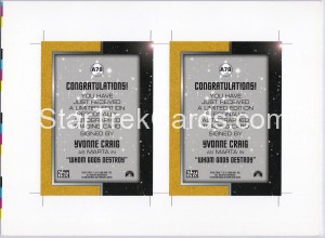 Star Trek The Original Series Season Three Yvonne Craig Two Card Panel Back