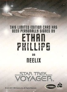 Star Trek Voyager Heroes Villains Autograph Ethan Phillips Back