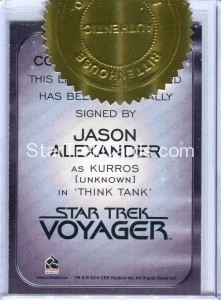 Star Trek Voyager Heroes Villains Autograph Jason Alexander Alternate Back