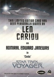 Star Trek Voyager Heroes Villains Autograph Len Cariou Back