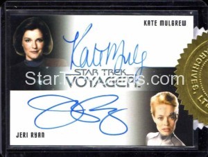 Star Trek Voyager Heroes Villains Dual Autograph Mulgrew and Ryan Front